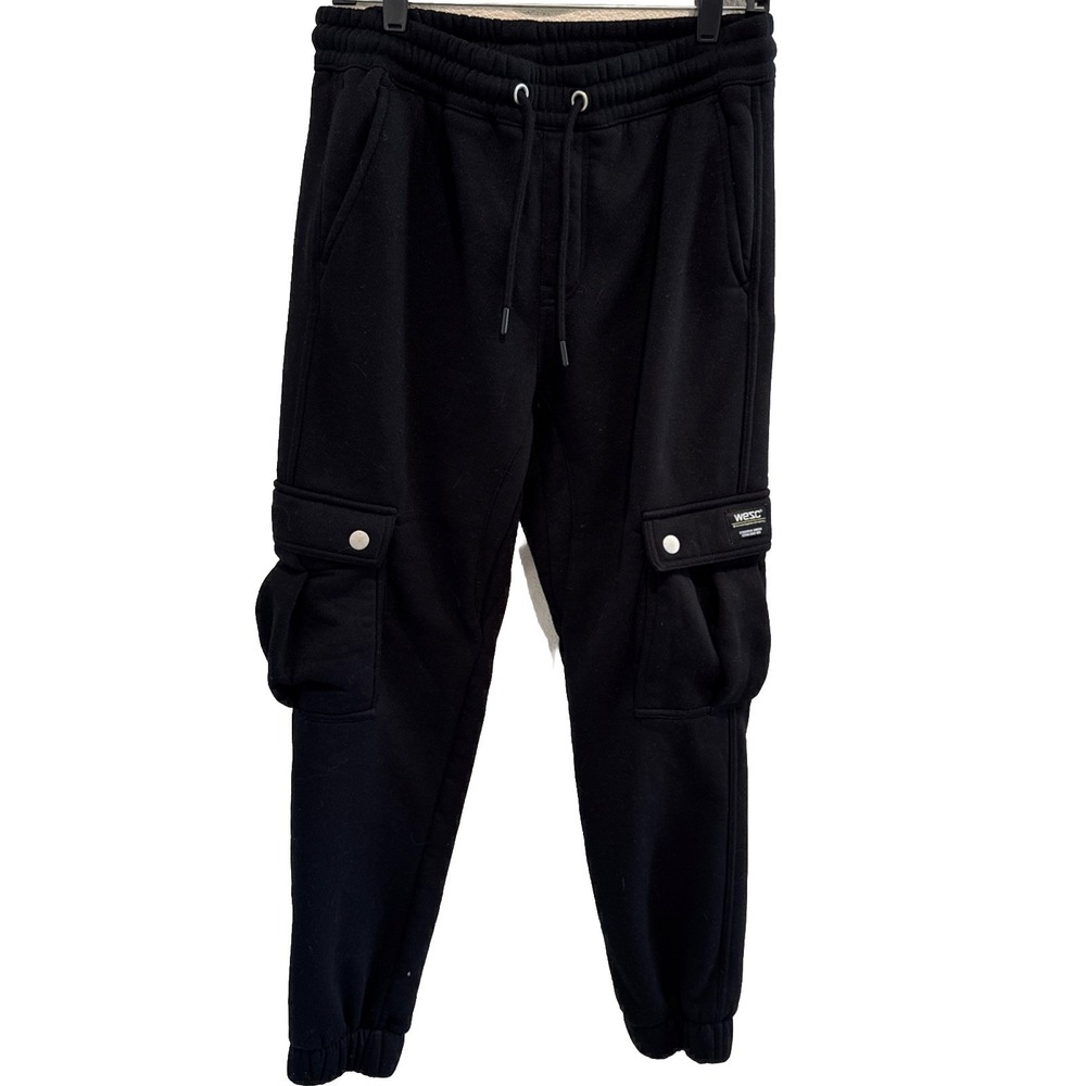 WeSC Jogger Mens M Black Tapered Leg‎ Mid Rise Cargo Utlity Urban Street Style